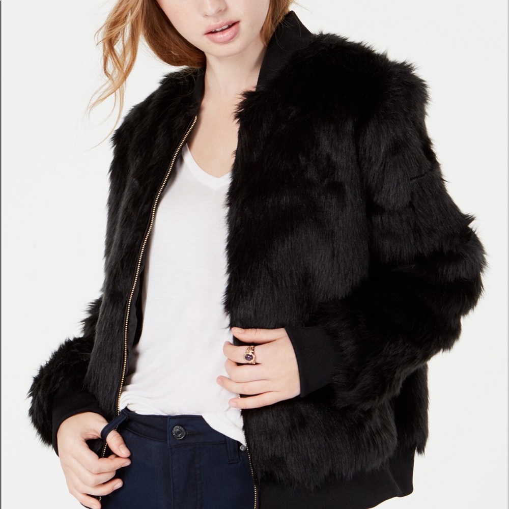 Faux-fur bomber jacket